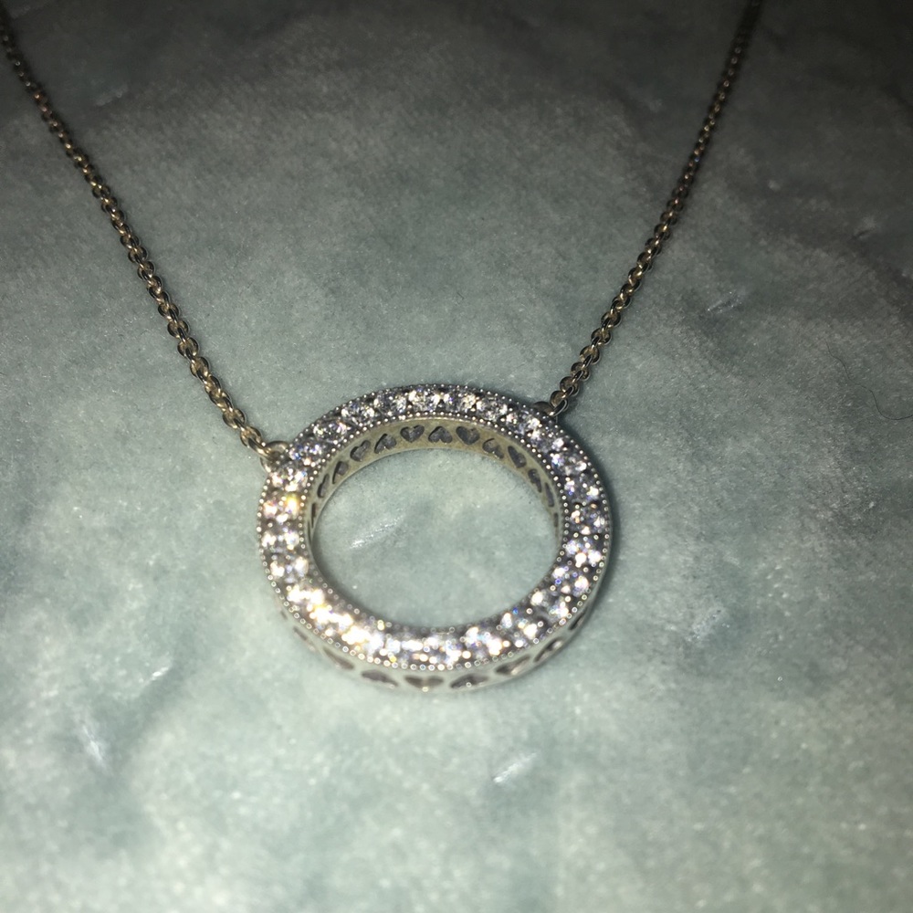Hearts of Pandora Pendant Necklace, Clear CZ